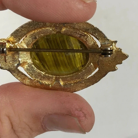 Vtg Tiger Eye  Brooch - Picture 6 of 9